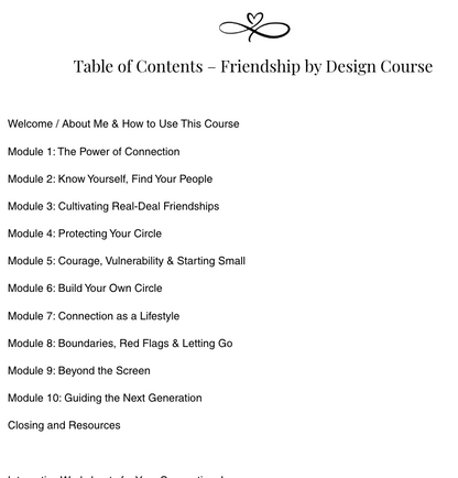 Friendship by Design: Build Real Connections Guide + Workbook PDF