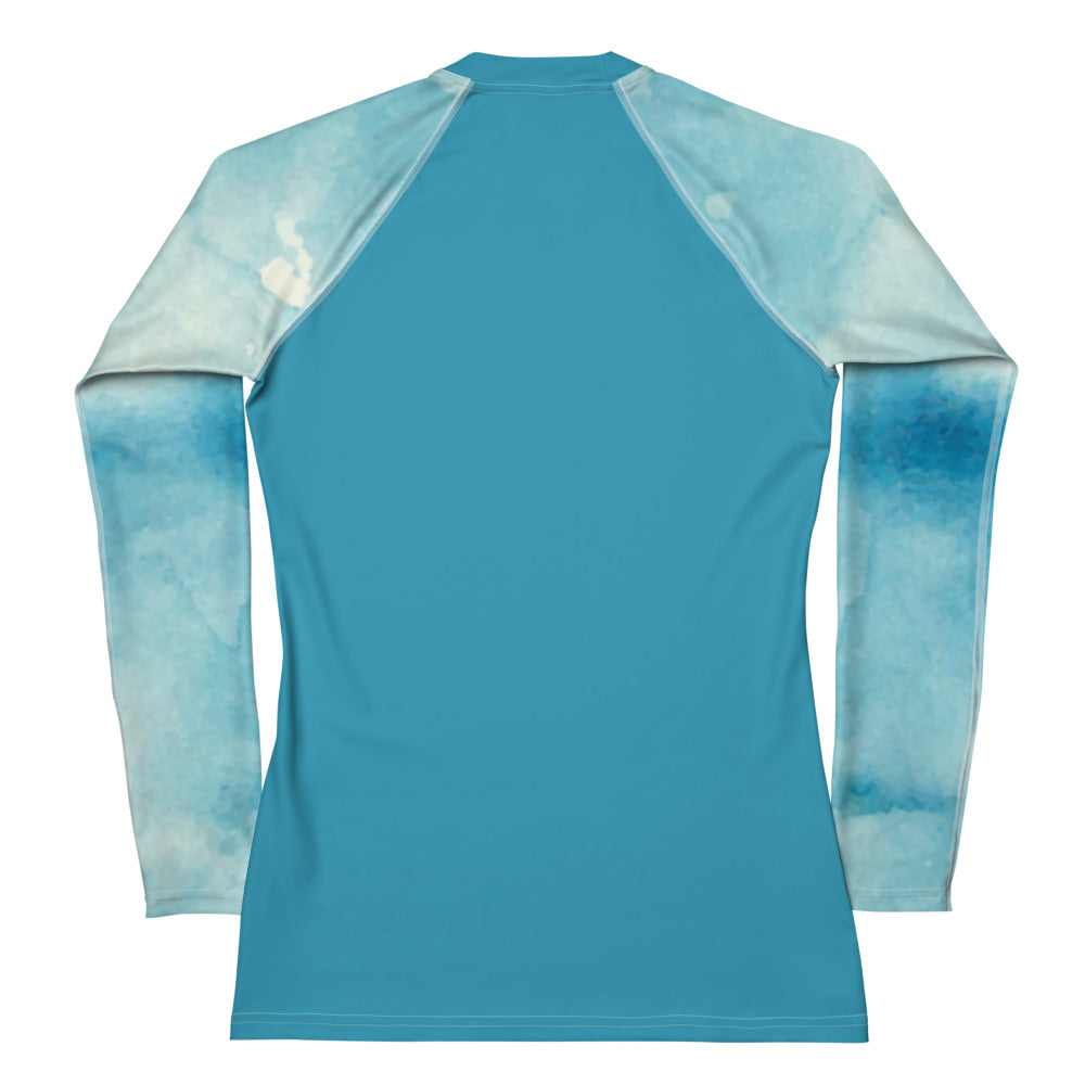 Watercolor Ocean Waves - Women's Rash Guard UPF 50+