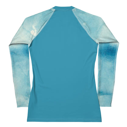 Watercolor Ocean Waves - Women's Rash Guard UPF 50+