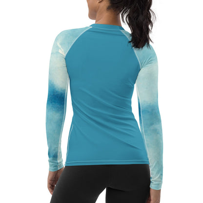 Watercolor Ocean Waves - Women's Rash Guard UPF 50+