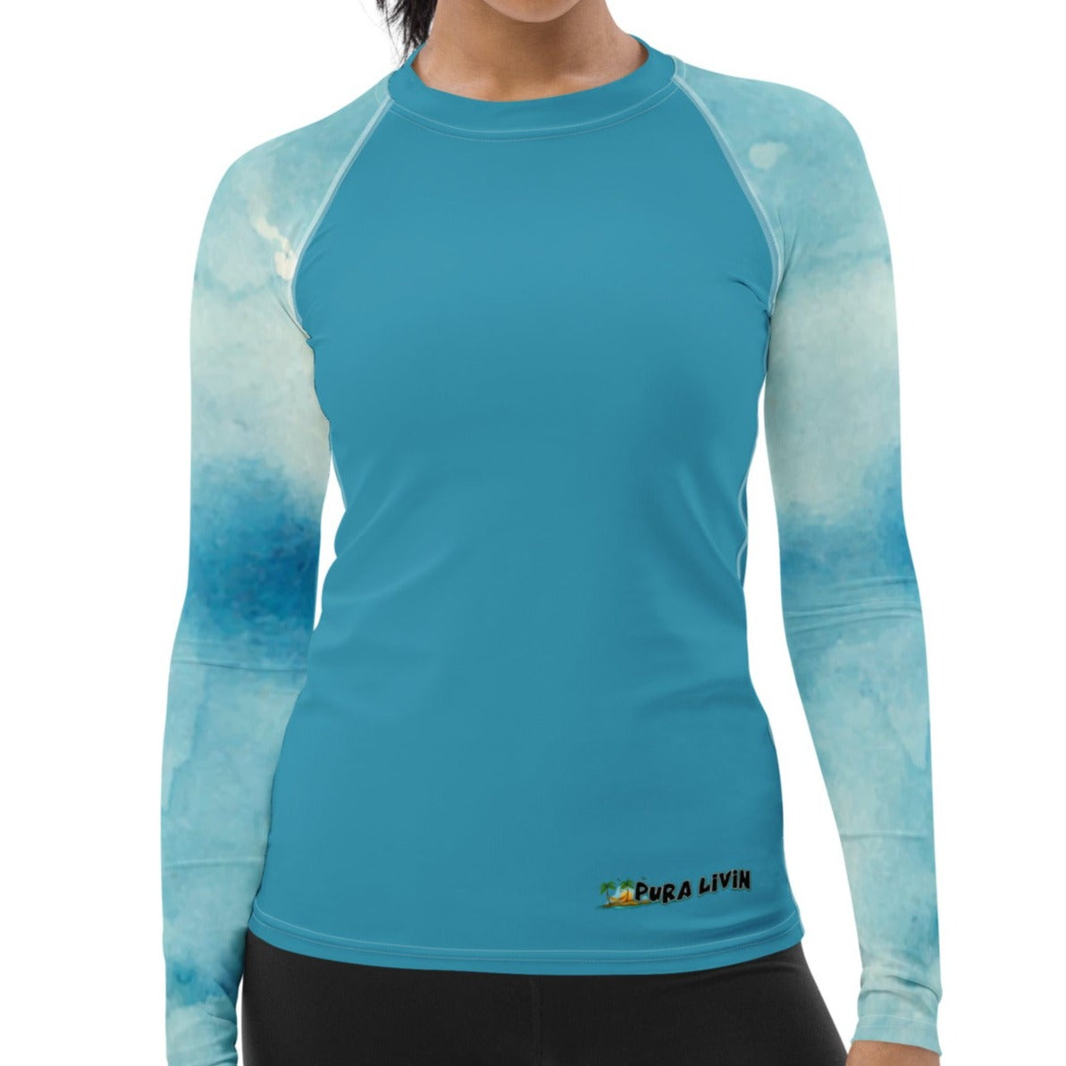 Watercolor Ocean Waves - Women's Rash Guard UPF 50+