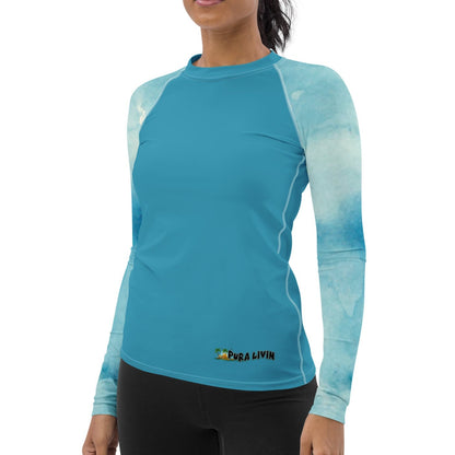 Watercolor Ocean Waves - Women's Rash Guard UPF 50+