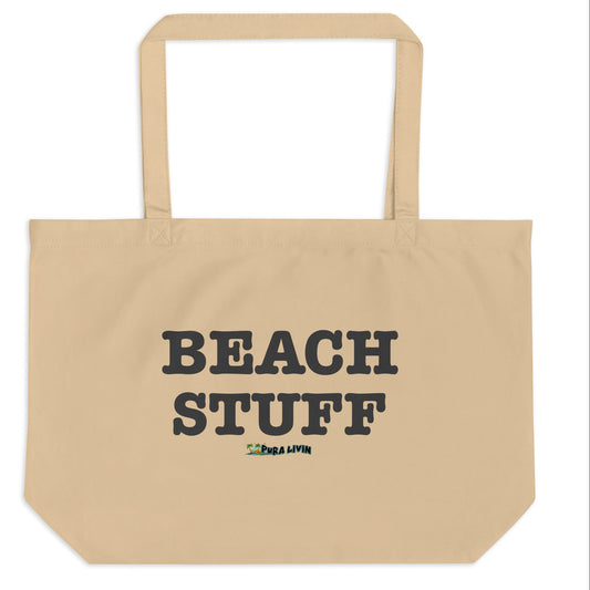 Large Organic Tote Bag - BEACH STUFF