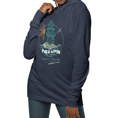 Jupiter Lighthouse Lightweight Long-Sleeve Hoodie Tee - Unisex