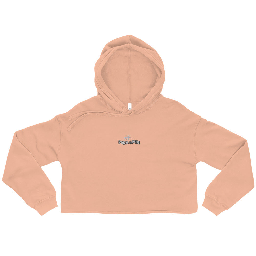 Pura Livin Threads: Embroidered Sunset Logo - Women's Crop Hoodie